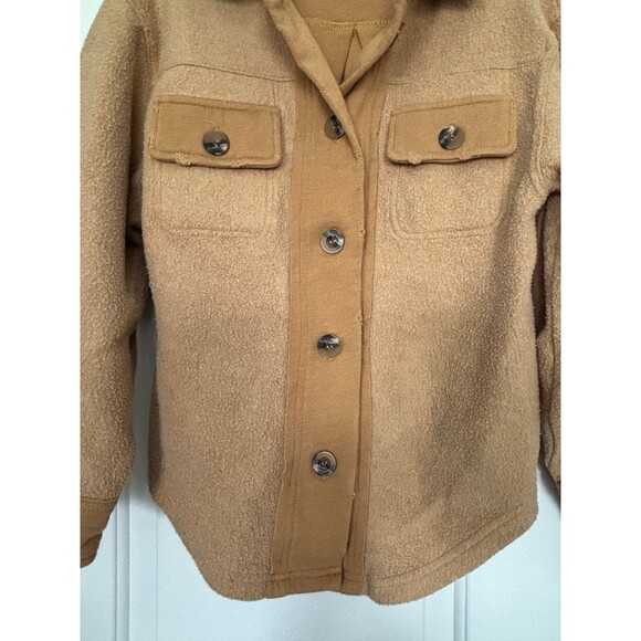 Buckle BKE Youth Girls Reverse Fleece Shacket with Elbow Patches Size Small - Picture 3 of 9